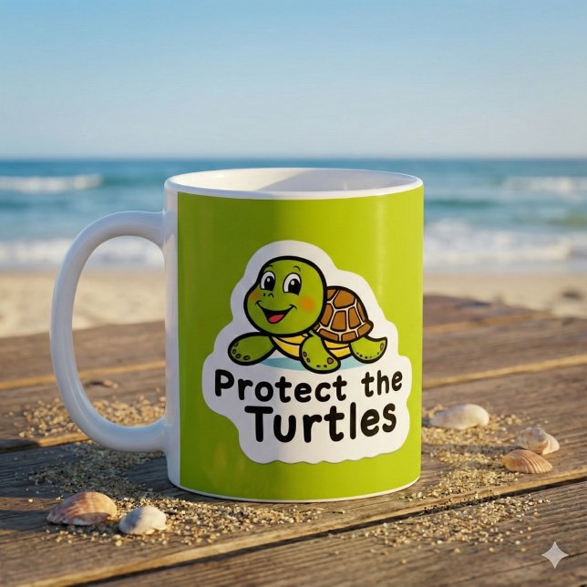 Protéger La Mug Des Tortues (Spread awareness with this adorable, "Protect the turtles" mug! )