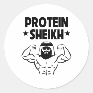 Protein Sheikh Funny Arabic Gym Fitness Lover Body Runder Aufkleber
