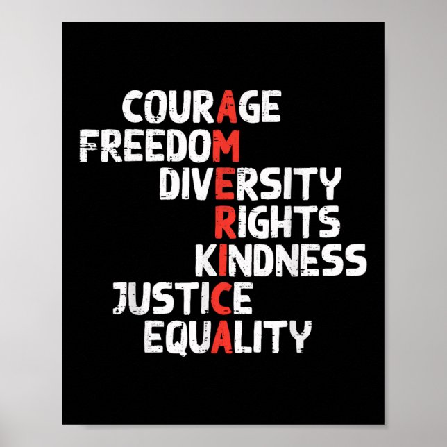 Protest Amerika Courage Freedom Rights Resist Men Poster (Vorne)