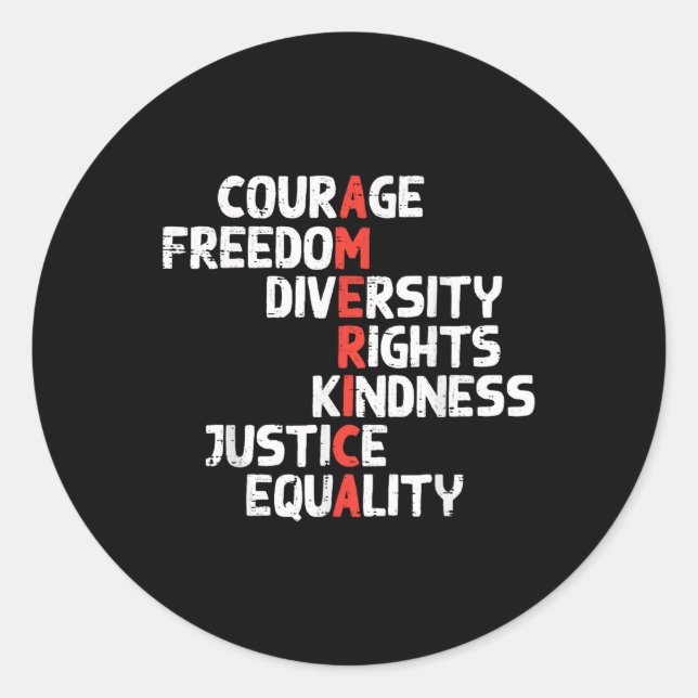Protest Amerika Courage Freedom Rights Resist Men Runder Aufkleber (Vorderseite)