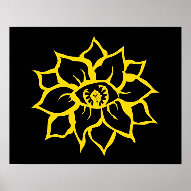 Protest aus der Faust der Blume Poster (Vorne)