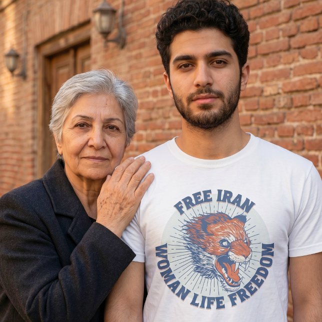 Protest gegen den Iran | Angry Lion Blue T-Shirt (Free Iran Protest | Angry Lion Blue T-Shirt)