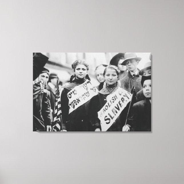 Protest gegen Kinderarbeit in der Arbeitsparade Leinwanddruck (Vorderseite)