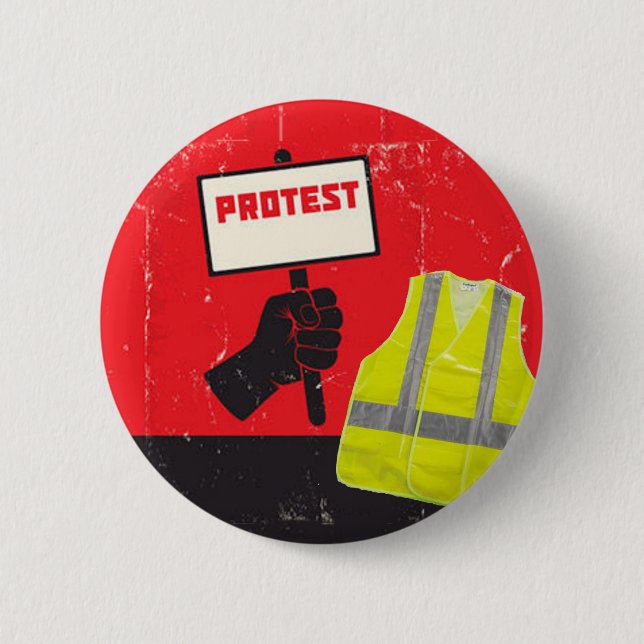 Protestzeichen mit gelber Weste Button (Vorderseite)