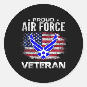 Proud Air Force Veteran mit amerikanischem Flag Ge Runder Aufkleber