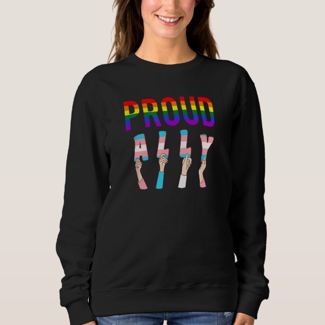 Proud Ally Funny Ally Flag LGBT Community Equality Sweatshirt (Vorderseite)