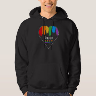Proud Ally Lgb Gay Pride Month Lesbian Rainbow Hea Hoodie