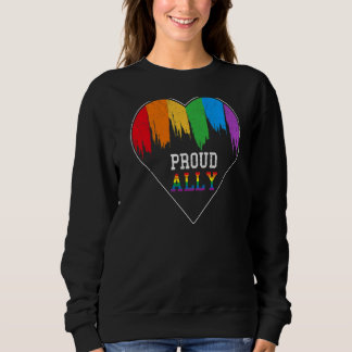 Proud Ally Lgb Gay Pride Month Lesbian Rainbow Hea Sweatshirt