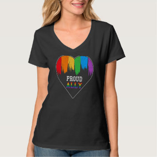 Proud Ally Lgb Gay Pride Month Lesbian Rainbow Hea T-Shirt