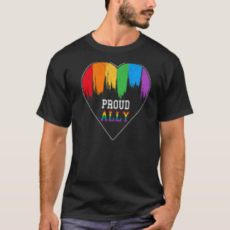 Proud Ally Lgb Gay Pride Month Lesbian Rainbow Hea T-Shirt
