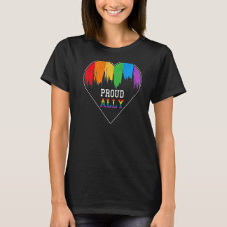 Proud Ally Lgb Gay Pride Month Lesbian Rainbow Hea T-Shirt