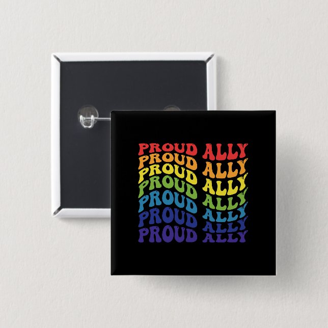 Proud Ally | LGBTQ | GAY PRIDE | Regenbogen Button (Vorne & Hinten)