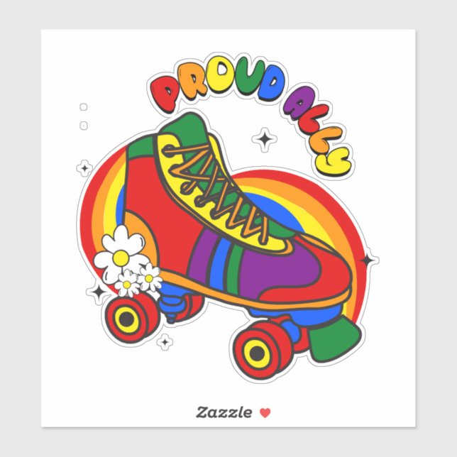 Proud Ally Rainbow Skate Aufkleber (Blatt)