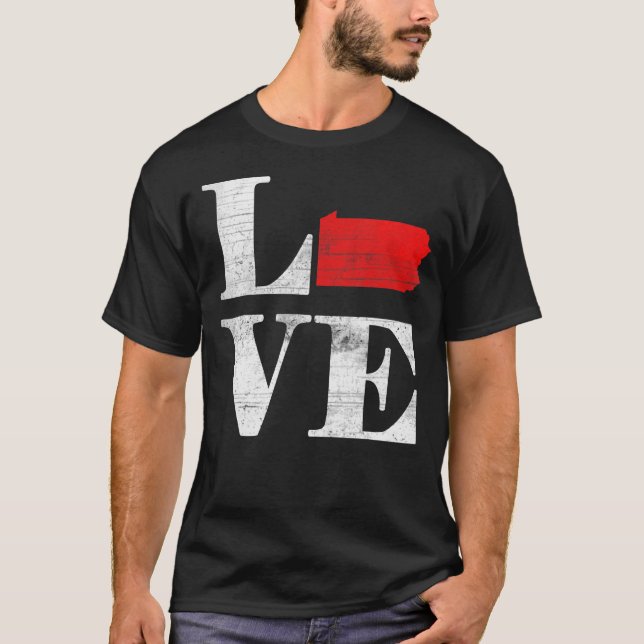 Proud America Citizen State Flag Land Map Liebe Pe T-Shirt (Vorderseite)