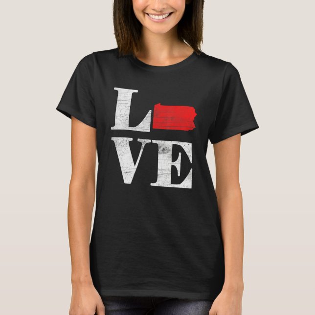 Proud America Citizen State Flag Land Map Love Pen T-Shirt (Vorderseite)