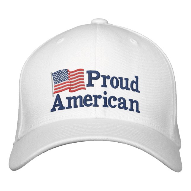 Proud American Flag W Bestickte Baseballkappe (Vorderseite)