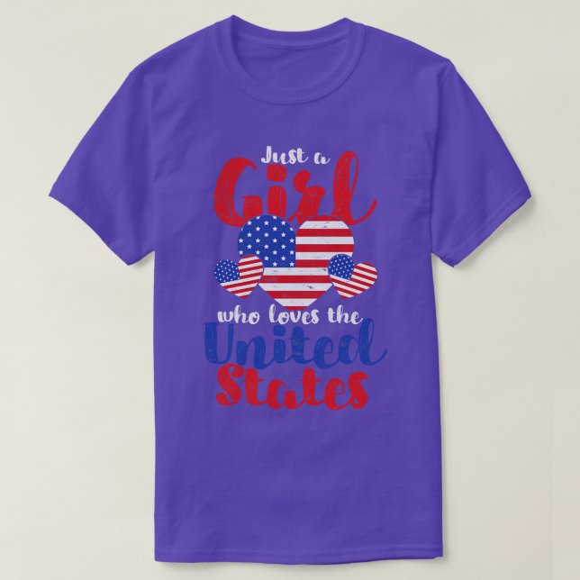 Proud American Girls US Flag Heart Freedom USA Lov T-Shirt (Design vorne)
