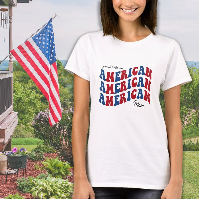 Proud AMERICAN Mama Red Blue Patriotic 4. Juli T-Shirt (Von Creator hochgeladen)