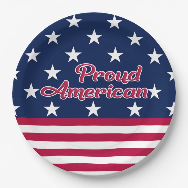Proud American patriotic star & stripes usa Pappteller (Vorderseite)