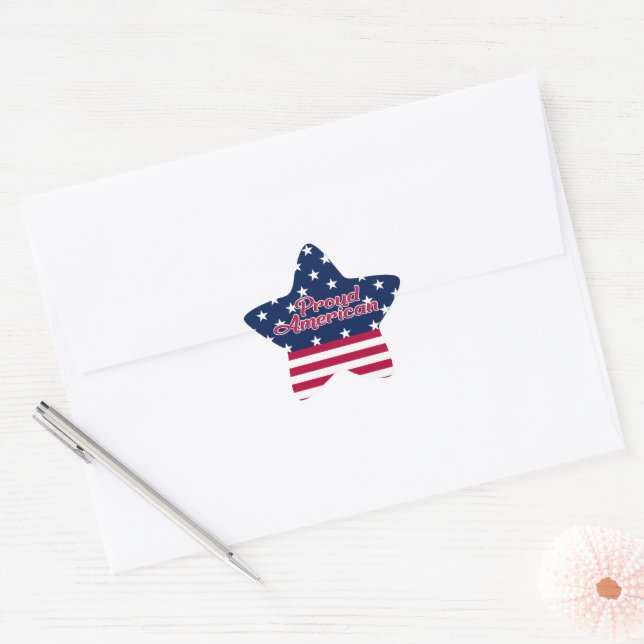 Proud American patriotic stars & stripes Stern-Aufkleber (Umschlag)