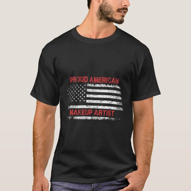 Proud American Patriotic USA Flag Geschenk Makeup  T-Shirt (Vorderseite)