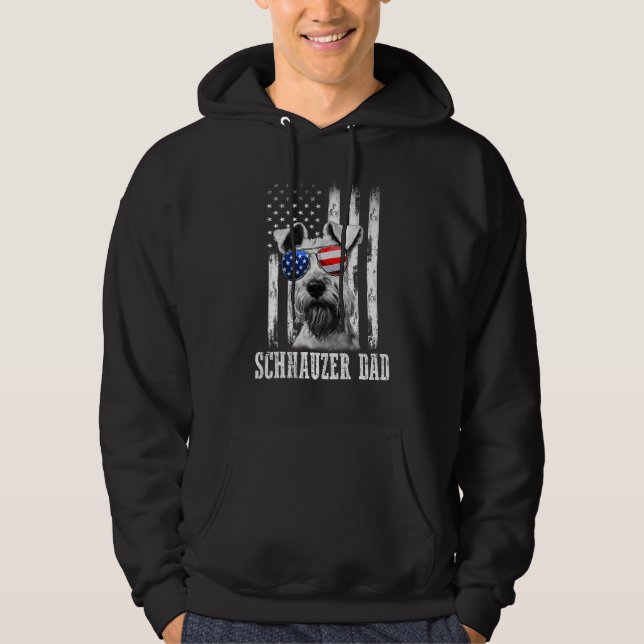 Proud American Schnauzer Flag  Dog Dad Mom Hoodie (Vorderseite)