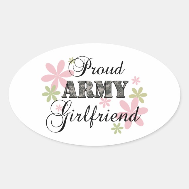 Proud Army Girlfriend [fl c] Ovaler Aufkleber (Vorderseite)