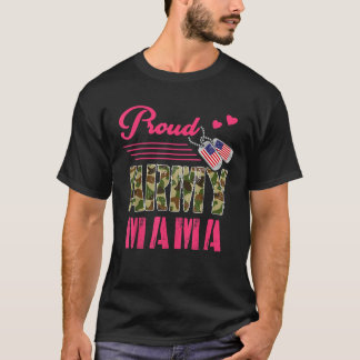Proud Army Mama Military Camouflage Dog Tag Mother T-Shirt