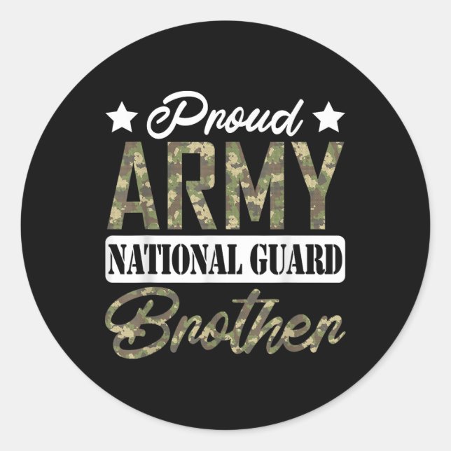 Proud Army National Guard Brother Military Family Runder Aufkleber (Vorderseite)