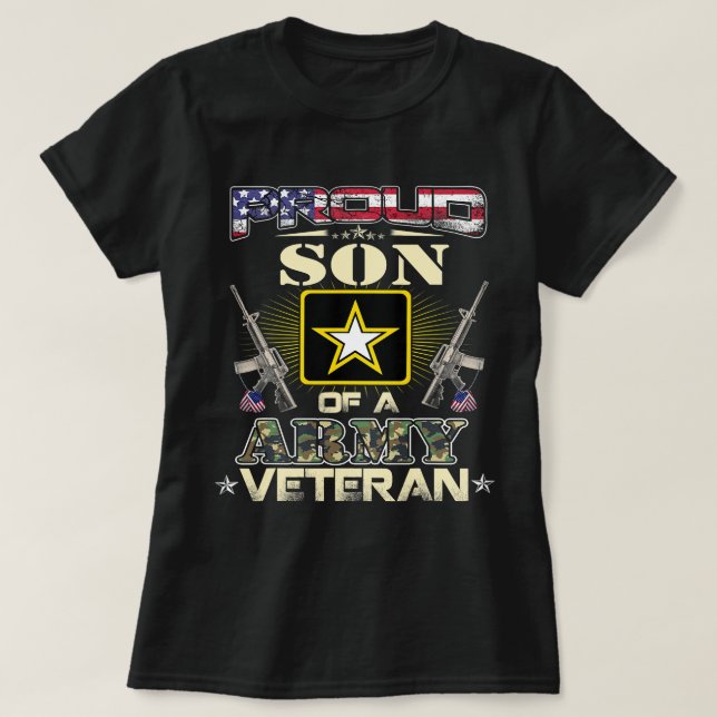 Proud Army Son Veteran USA Flag Gifts For Fathers  T-Shirt (Design vorne)