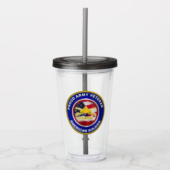 Proud Army Veteran Armor Soldier Acryltrinkbecher (Vorderseite)