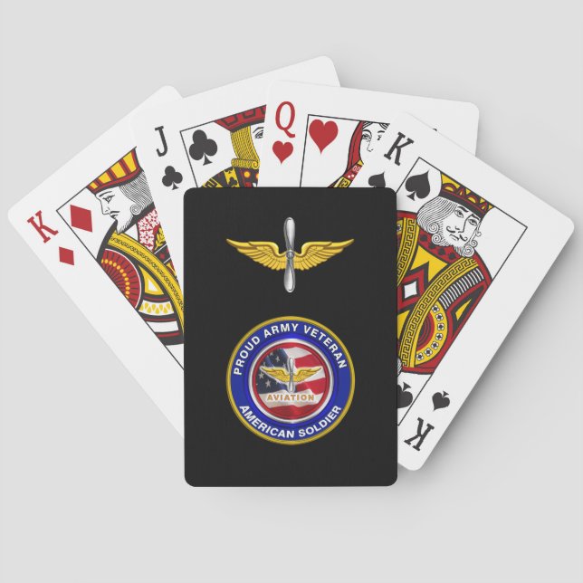 Proud Army Veteran Aviation Black Spielkarten (Rückseite)