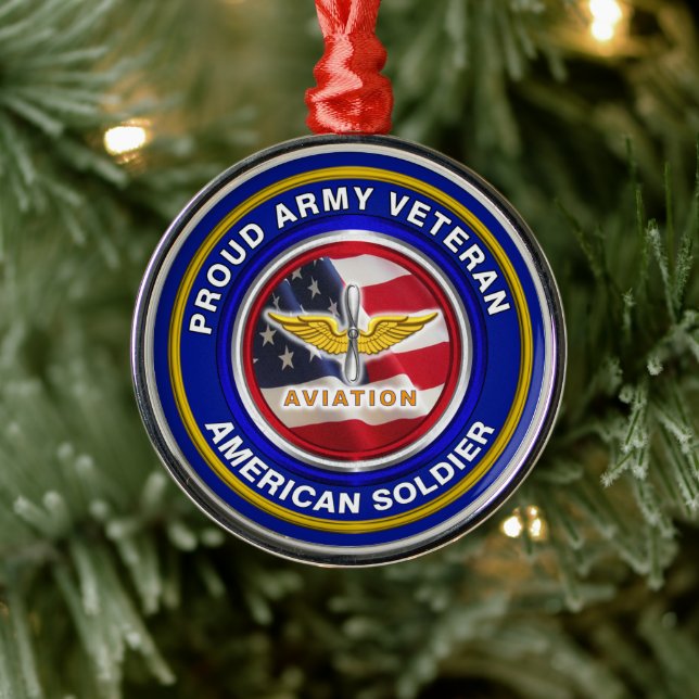 Proud Army Veteran Aviation Christmas Ornament Aus Metall (Baum)