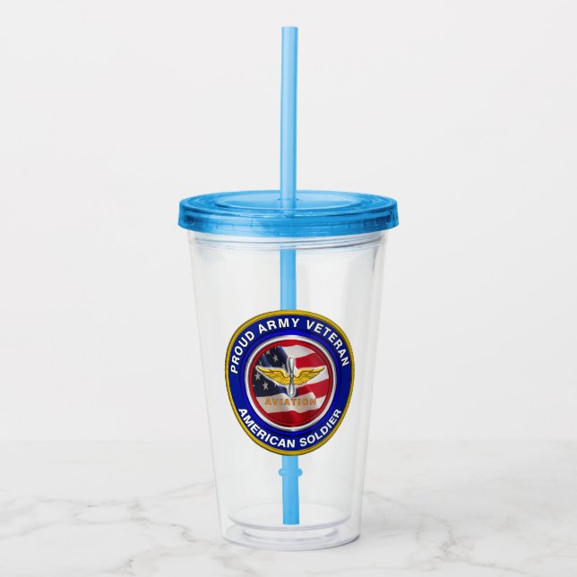 Proud Army Veteran Aviation Soldat Acryltrinkbecher (Vorderseite)