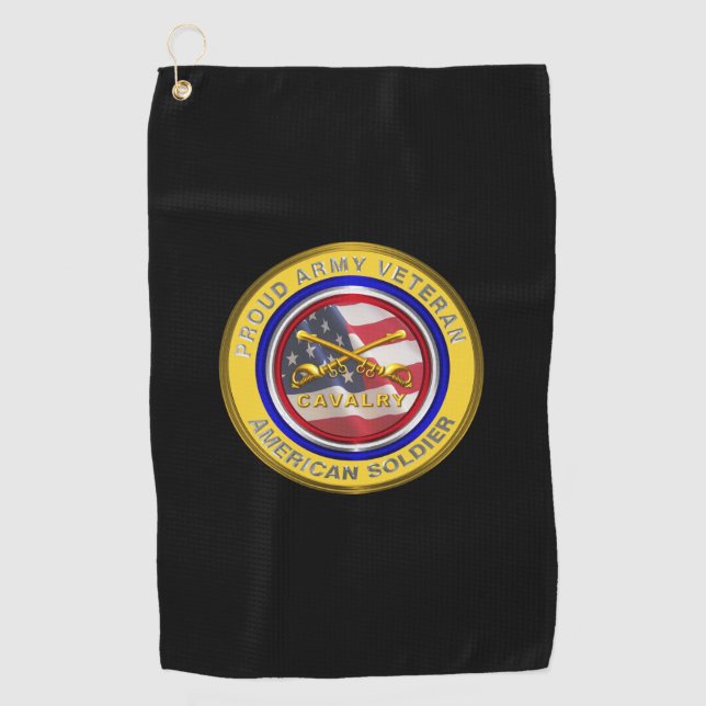 Proud Army Veteran Cavalry Soldier Golfhandtuch (Vorderseite)