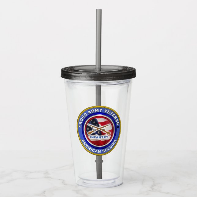 Proud Army Veteran Infanterie Soldier Acryltrinkbecher (Vorderseite)