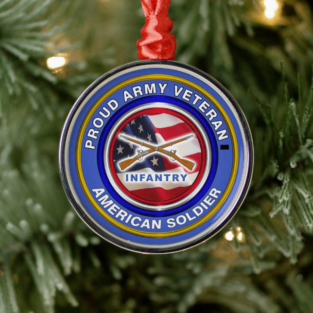 Proud Army Veteran Infanterie Weihnachten Ornament Aus Metall (Baum)