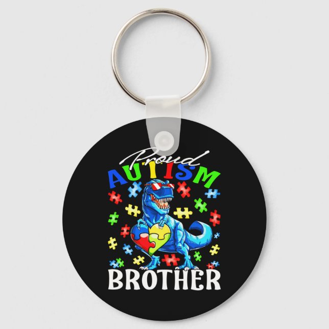 Proud Autism Brother Dinosaur Autismus Bewusstsein Schlüsselanhänger (Vorderseite)