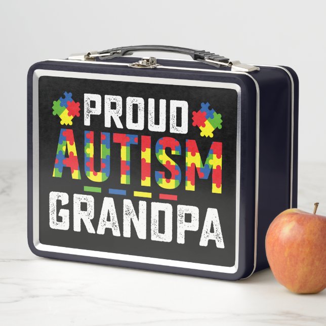 Proud Autism Grandpa Awareness Autistic Family Metall Brotdose (Beispiel)