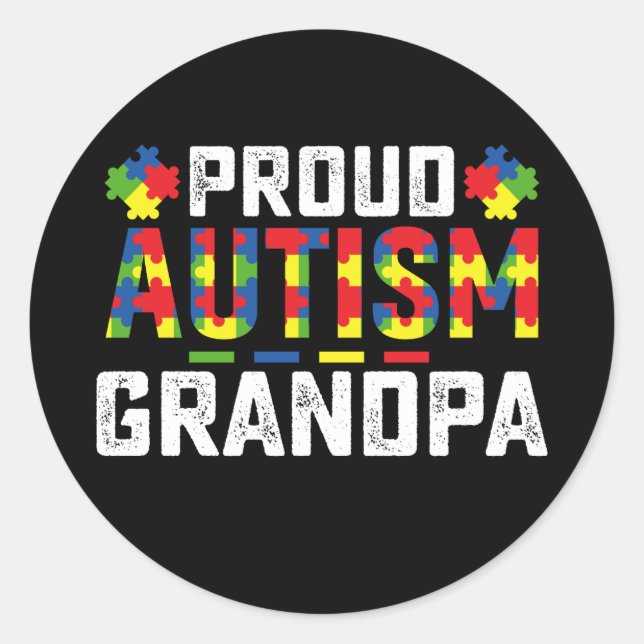 Proud Autism Grandpa Awareness Autistic Family Runder Aufkleber (Vorderseite)