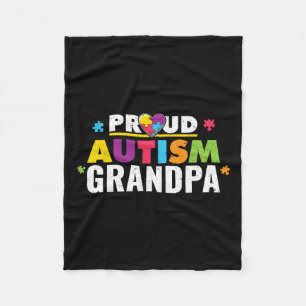 Proud Autism Grandpa Ribbon Puzzle Piece Fleecedecke