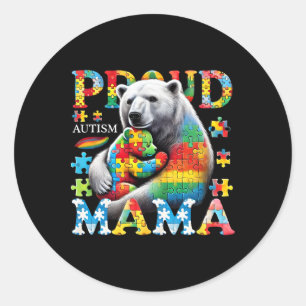 Proud Autism Mama Bear Liebe Autismus Bewusstseins Runder Aufkleber