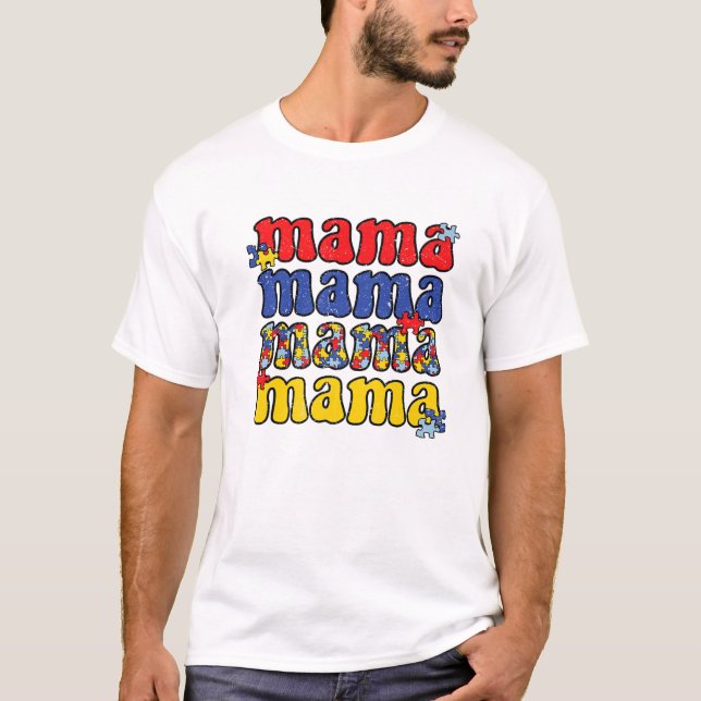 Proud Autism Mama Mutter Autistic Awareness Mommy T-Shirt (Vorderseite)