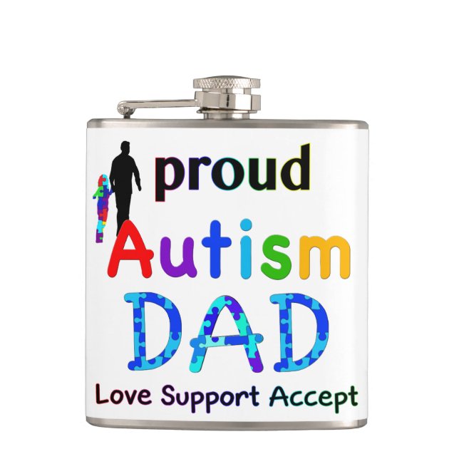 Proud Autism Vater Flachmann (Vorderseite)