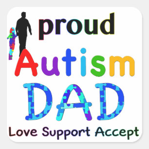 Proud Autism Vater Quadratischer Aufkleber