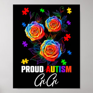 Proud Autismus Gigi Rose Blume und Puzzles Autismu Poster