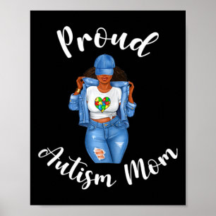 Proud Autismus Mama Afrikanische Amerikanische Sch Poster