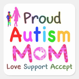 Proud-Autismus-Mama Quadratischer Aufkleber