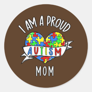 Proud Autismus Mutter Autismus Aufklärung Monat Un Runder Aufkleber