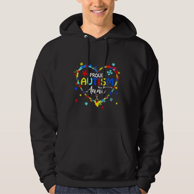 Proud Autismus Tante Herz Puzzle Autismus Bewussts Hoodie (Vorderseite)